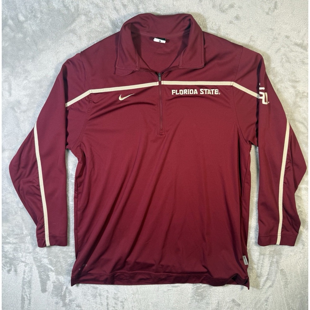 Vintage Nike FSU Sweater Mens XL Red Y2K Florida State University 1/4 Zip